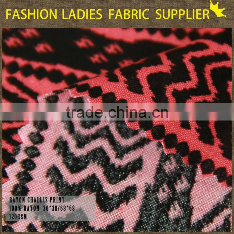 fashionable design print pattern for ladies wear reactive rayon challis printed hawaiian print rayon fabric