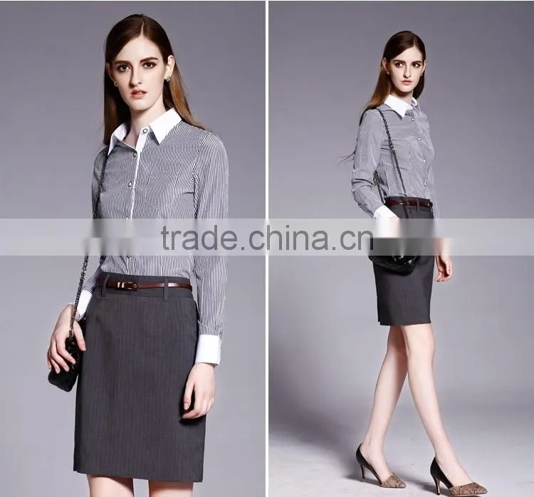 Ladies Formal Work Office Regular Fit Contrast Collar Cuff Cotton Shirt