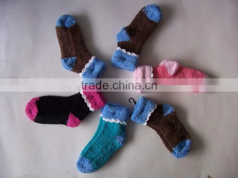 Girls Gender and Adults Age Group ankle fuzzy sock