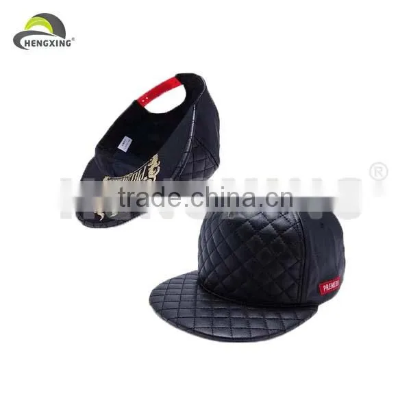 2014 Embroidery Lambskin Leather Snapback Hat Wholesale
