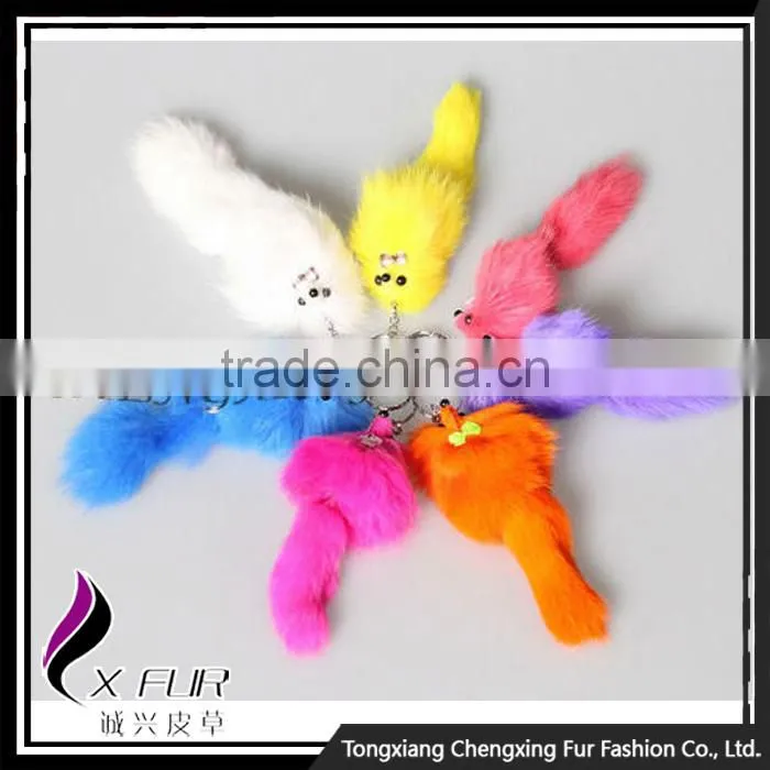CX-R-14 Wholesale Lovely Desgin Cute Cheap Fox Fur Custom Keychain