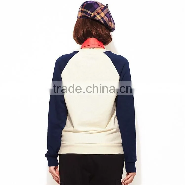 Black and white raglan blank pullover sweatshirt top stitch sweatshirts