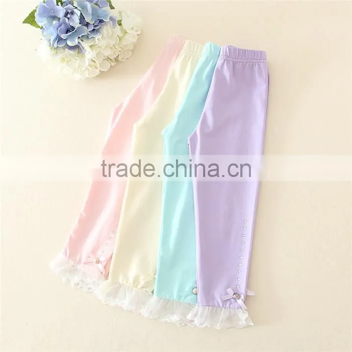 good material 100% cotton girls dress leggings colorful children trousers kid casual pants for selling