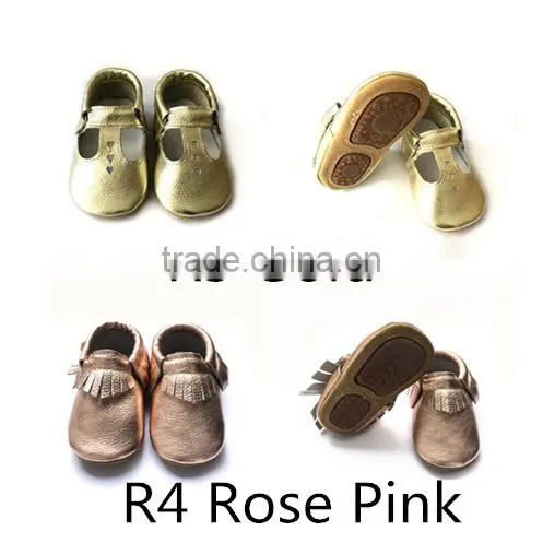 Top selling baby hard sole walking shoes toddler shoes rubber sole genuine leather baby moccasins