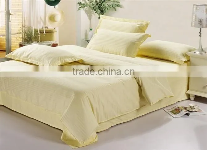Golden 100% cotton 3cm stripe hotel bedding sets
