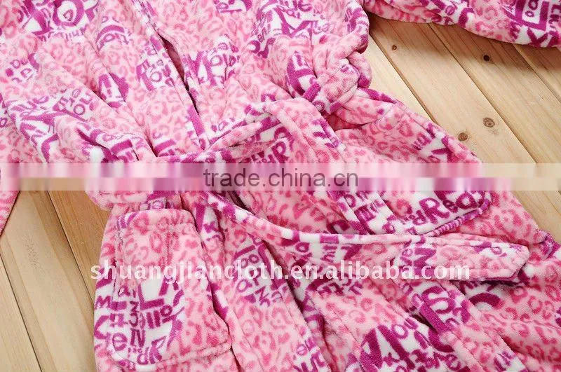 100%polyester coral fleece bathrobe
