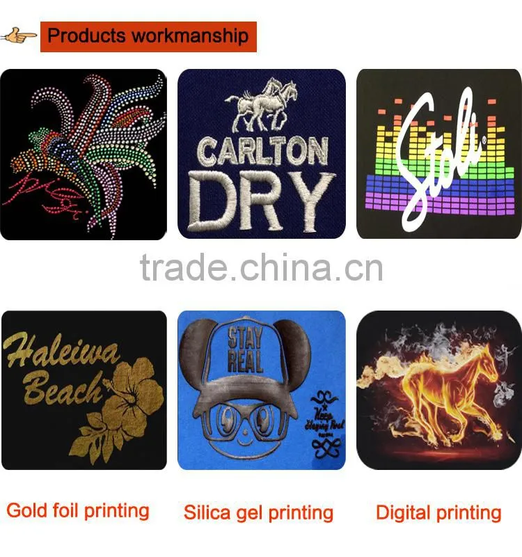 2017 Custom man black white embroidery t-shirts