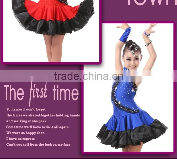 Kids Low Back Sexy Harness Dress Children Girl Ballroom Performance Latin Dance Dress