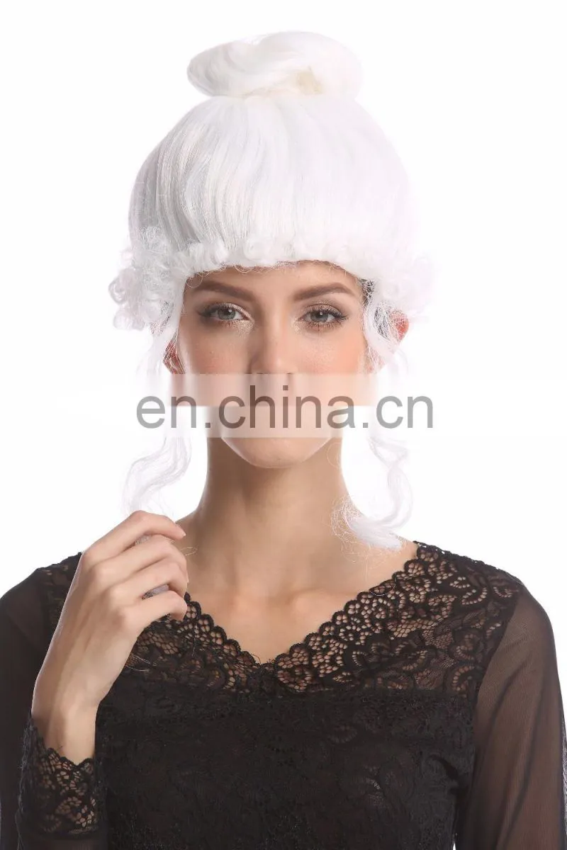 Romantic Baroque Renaissance white synthetic party wigs P-W210