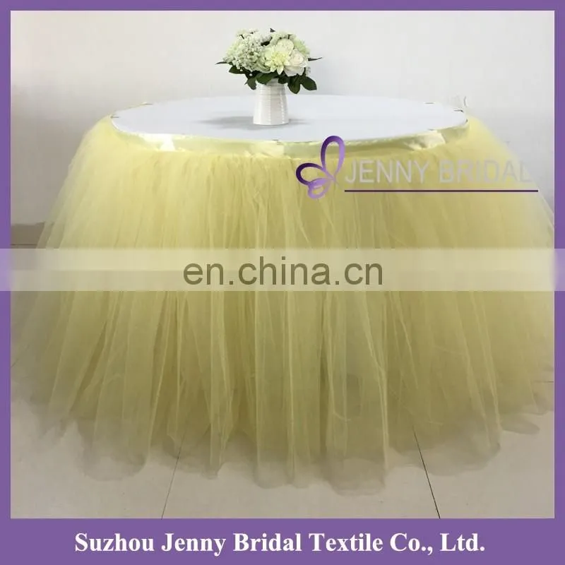 TS091#73 blue tulle materials in table skirting designs for wedding