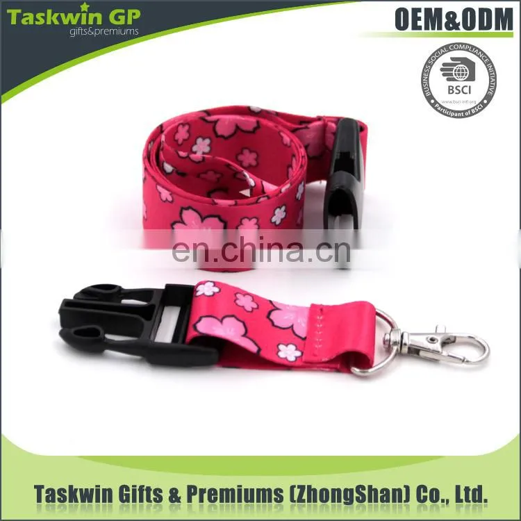 High quality silk printing polyester Safety Clip lanyard with 3D logo customize