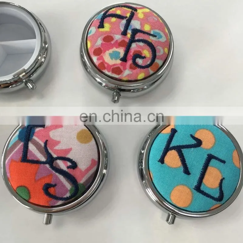 Customized Collection box,Pill casewith Fabric with Embroidery logo