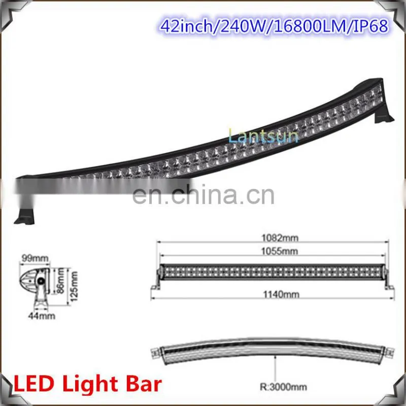 IP68 42 inch 240W dual row curved Led Light bar