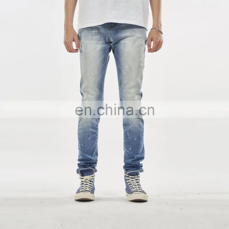 DiZNEW SLIM FIT MEN'S JEANS PANTS CRUSH JEANS FOR MEN DARK BLUE