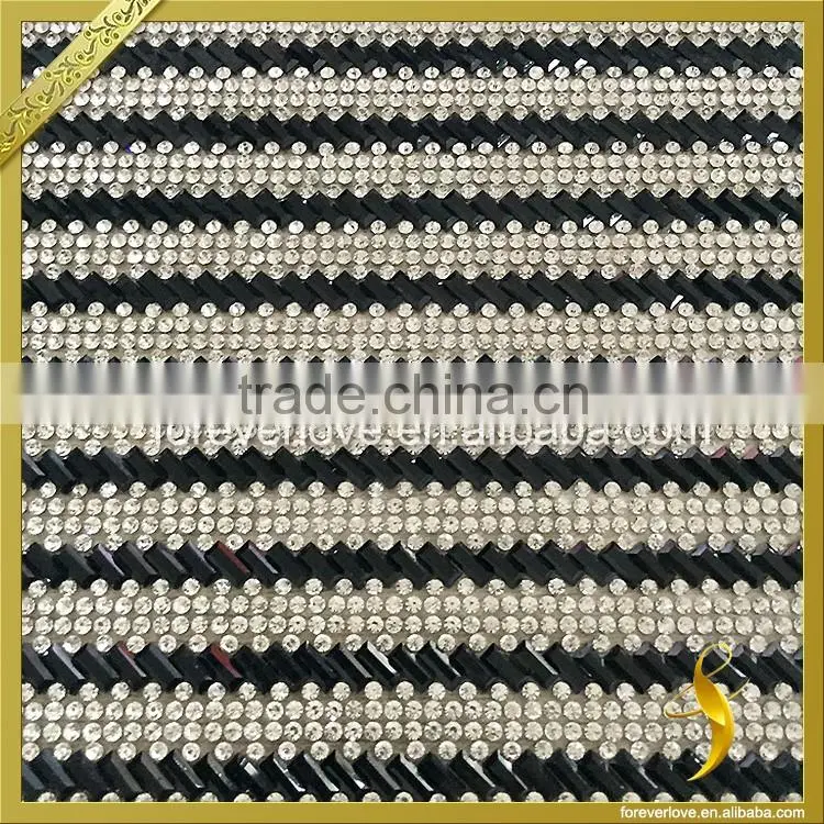 Wholesale sparkle hot fix rhinestone trimming strass mesh for shoes decoration FRM-211