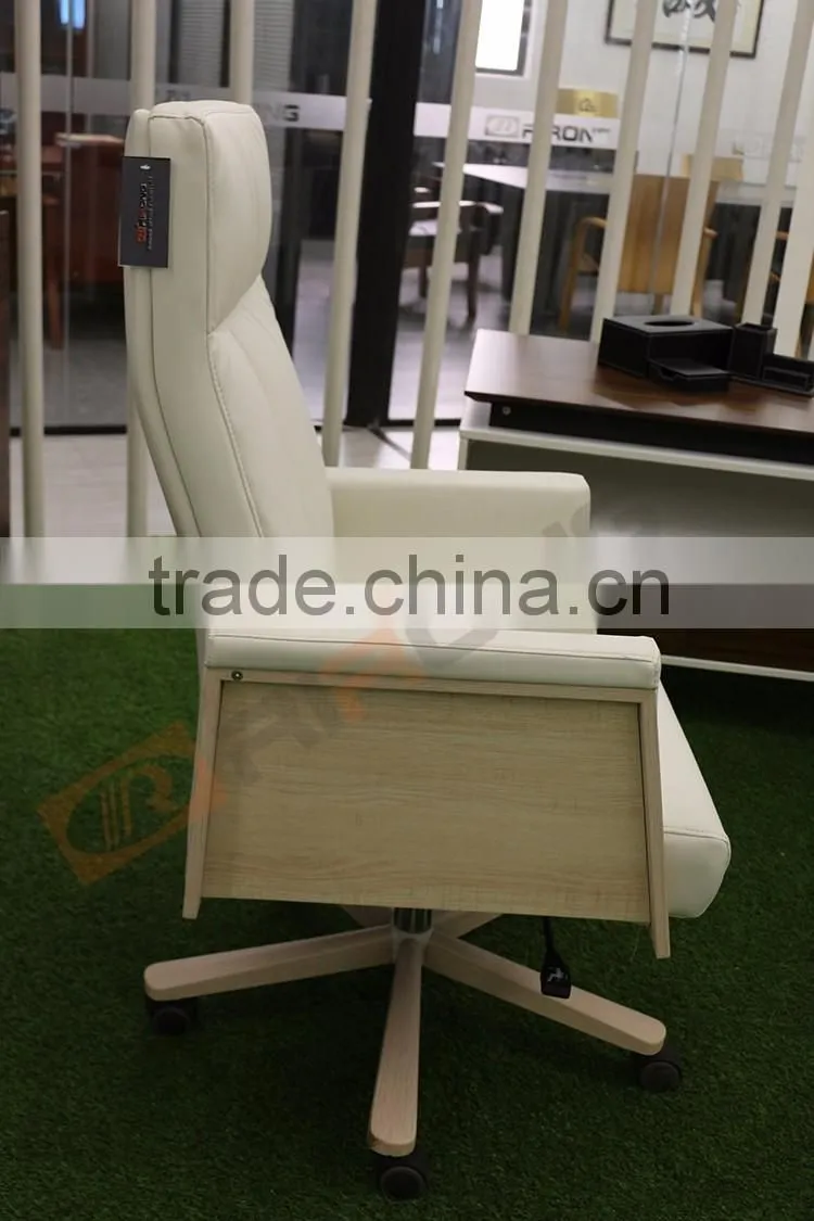 Luxury customized brown revolving swivel lift PU leather manager director office chair with wheels