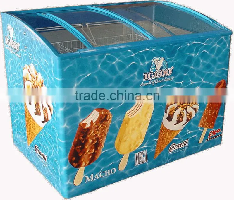 ice cream display freezer/sliding glass door chest deep freezer
