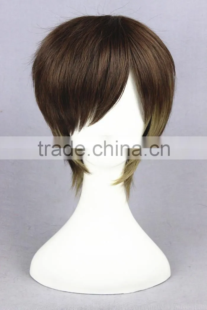 cheap short 35CM brown color mixed synthetic lolita cosplay wig