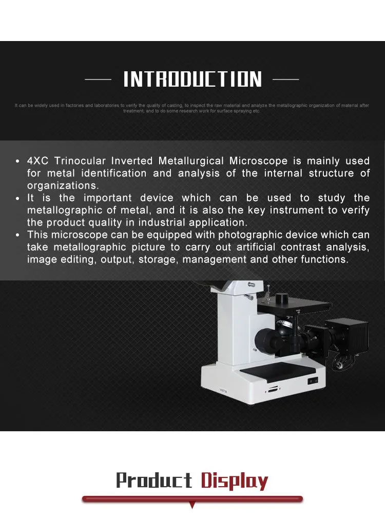 4XCE 1000X Professional Trinocular Inverted Metallurgical Microscope With Camera Image Analysis Software