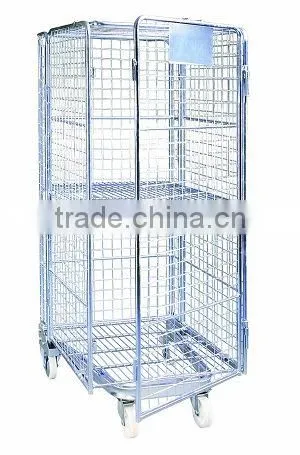 Logistics foldable metal wire mesh roll cage cart for sale