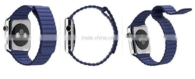 Genuine Leather Loop straps For Apple Watch Leather Band with Adjustable Magnetic Closure Loop