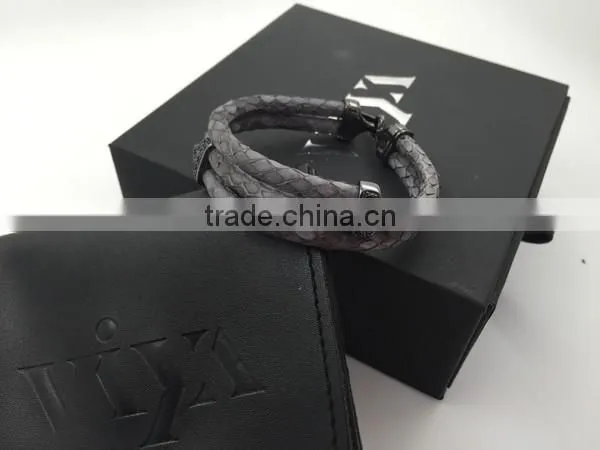 2016 Newest Arrival Hot Selling New Fashion Handmade Bracelet Colorful Python Skin Leather Round