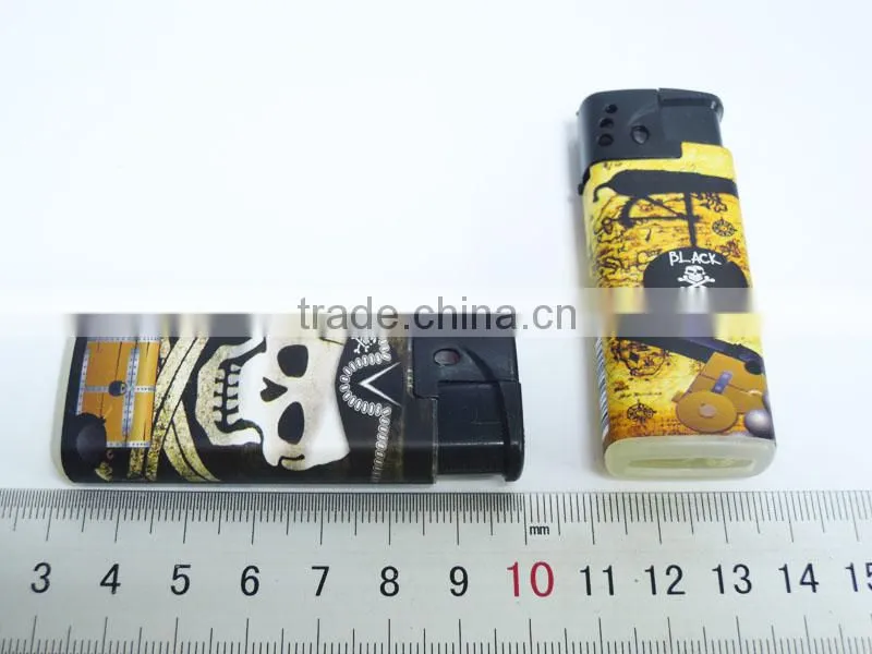 customer sticker gas windproof flame lighter plastic cigar lighters