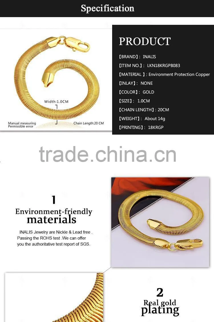 Handmade New Arrival Tin Alloy Gold Plated Bracelet Hand Chain for Men