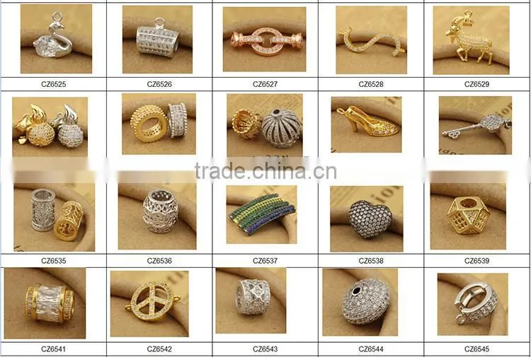 CZ6527 Wholesale mirco cz pave ring bracelet necklace charm clasps