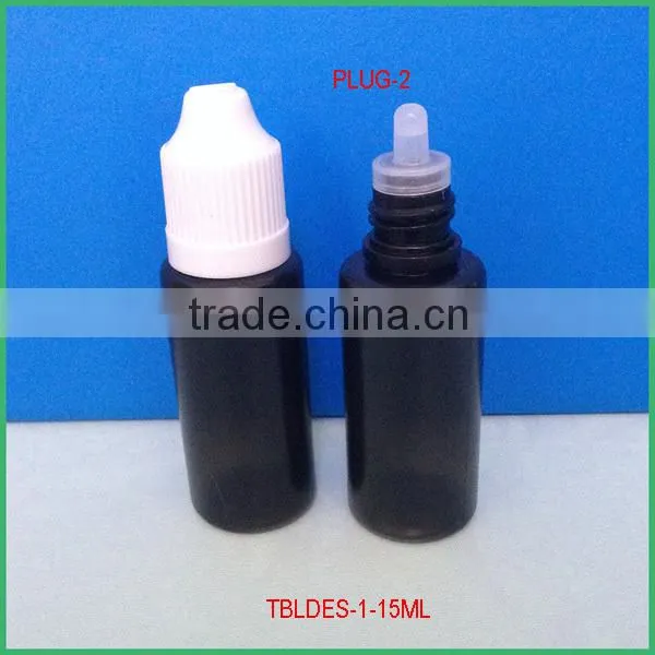 15ml LDPE black e cig empty bottle for liquid with needle tip cap