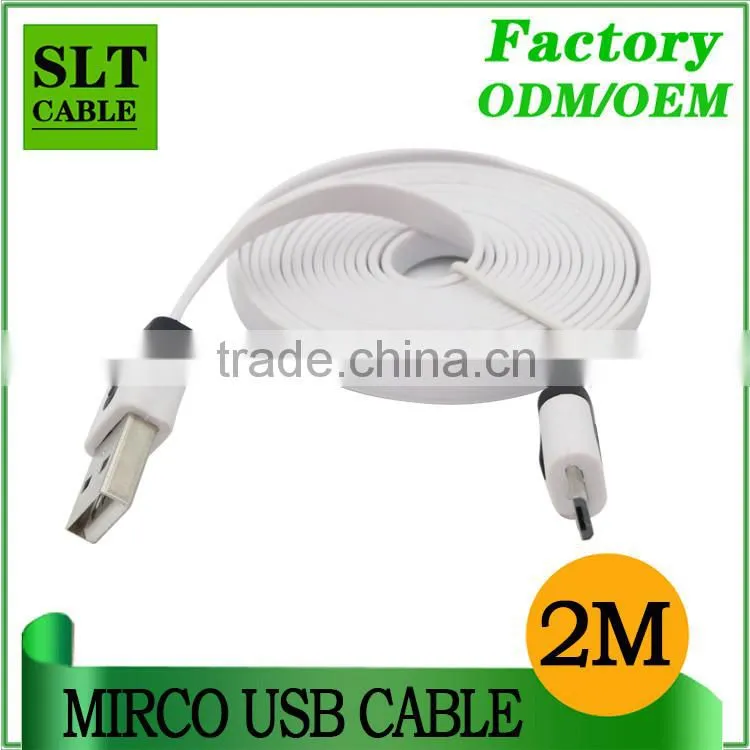 SLT Factory Direct 2M Flat Two Sided Multi Charger Data Cable For Android Phone