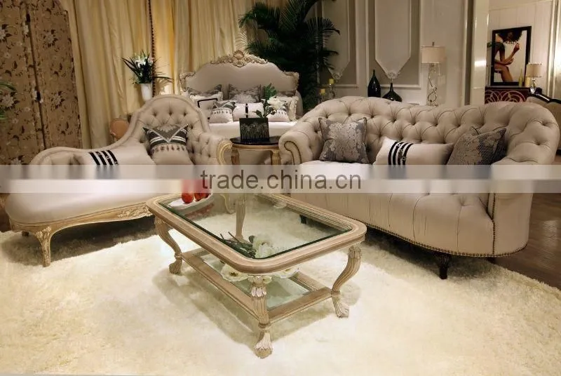 French style living room furniture set Wood living room sofa set