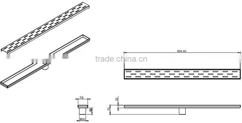 Audemar Hot Sales C Series Fold Edge Shallow Design Long Floor Drain