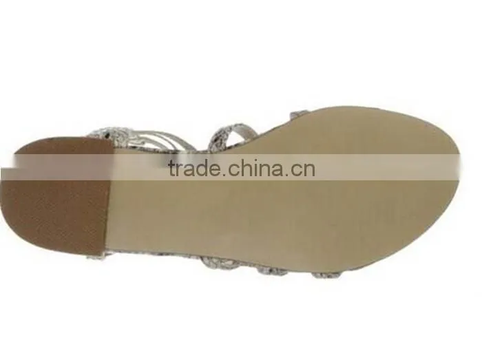 Wholesale Leather Shoes Ankle Sandal Boot Snake Print Cut Out Flat Sandal
