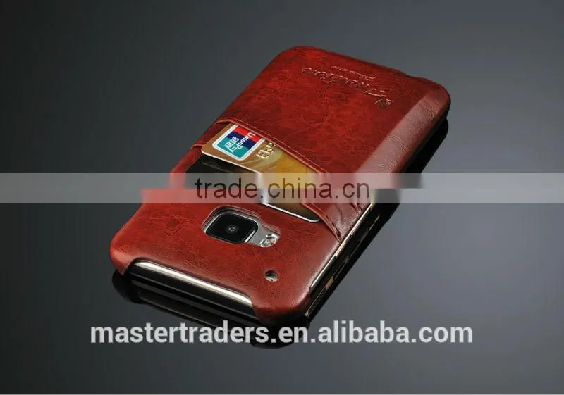Original Fashion Wax Grain PU Leather Back Cover Case With Card Slot For HTC One M9 MT-3556