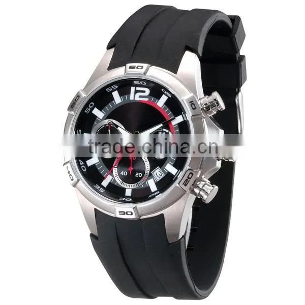 YB new products six hands silicone rubber bracelet watch with rotating bezel