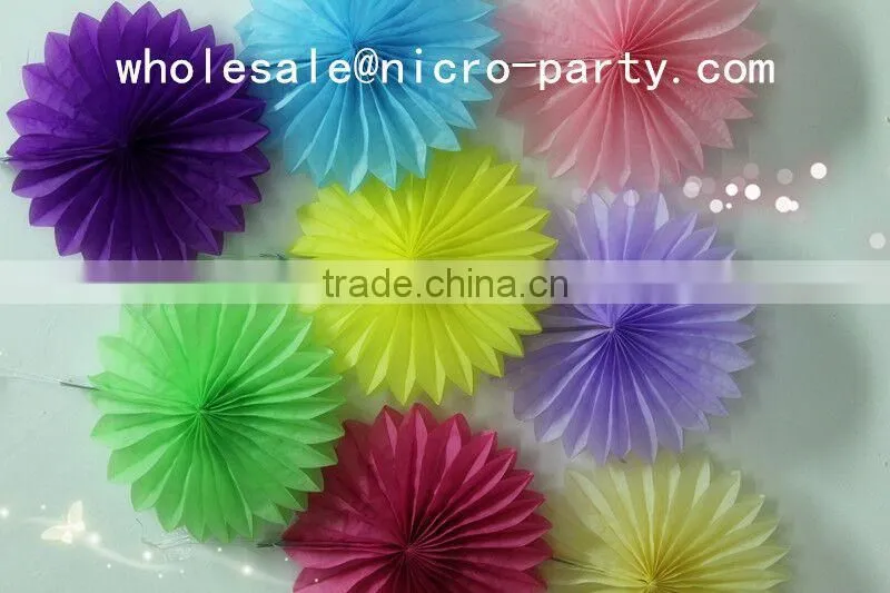 Pinwheel paper fan,!!!colorful tissue paper fan for decoration