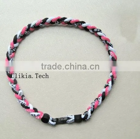 2011 Hot selling Germanium&Titanium Tri braided sports necklace with 18colors