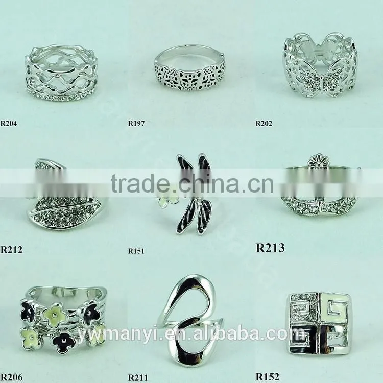 2016 fashion colorful silver alloy four G unique ring silver jewelry R0152