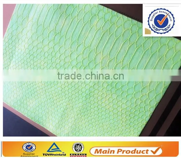 fluorescence snake skin pu bonded leather for fashion and brand bags