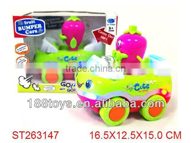 Cartoon B/O car with lights & music,funny fruit bumper car