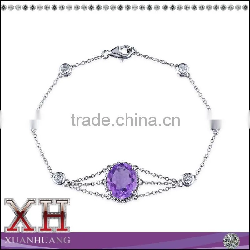 Alibaba Xuan Huang Jewelry Amethyst & White CZ Bracelet