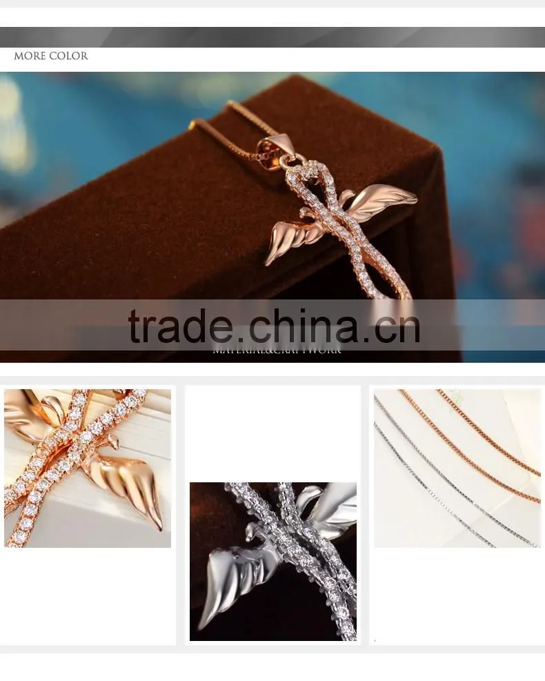Rose gold plated 925 silver cross necklace
