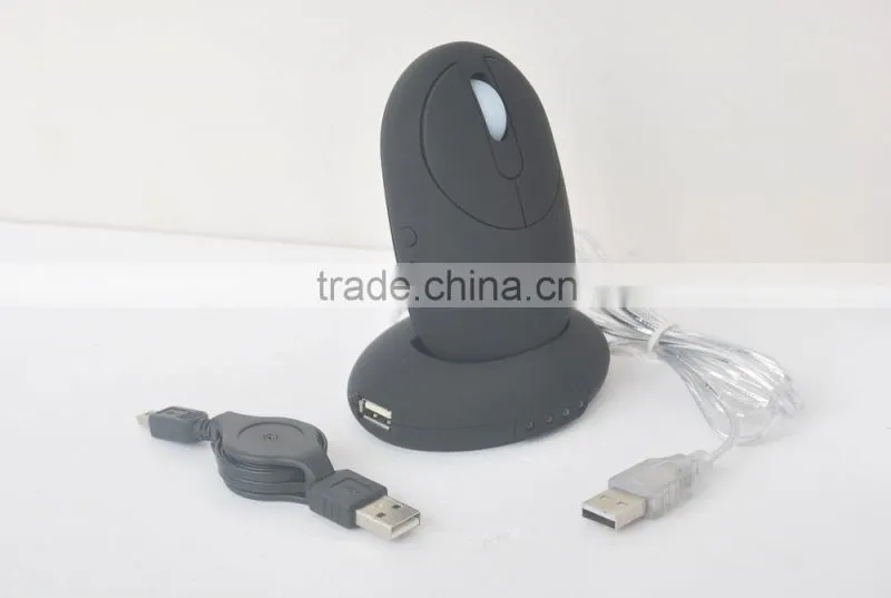 High quality Rechargeable Wireless Optical Mouse with 2.0USB HUB and docking station