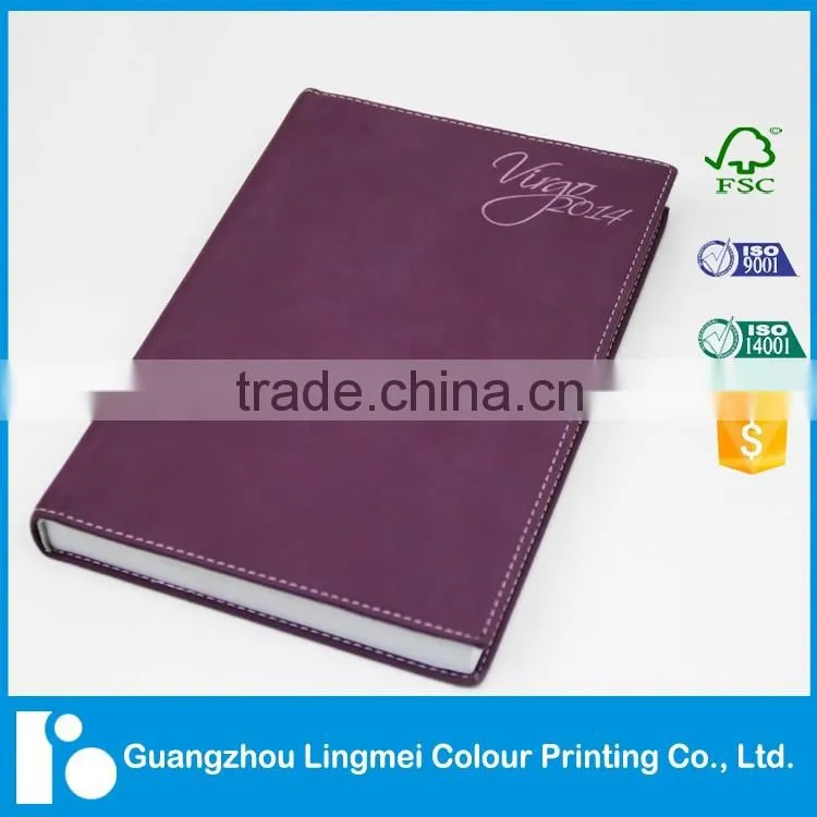 Personalized soft leather cover fsc paper notebooks printing