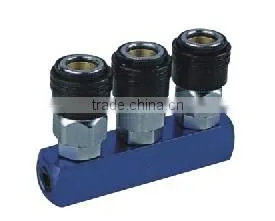 3 ways Manifold with Nitto/Japan pneumatic air release quick coupler,one touch coupling with plastic