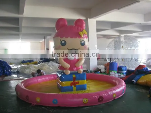 hot selling red inflatable pool with pretty girl
