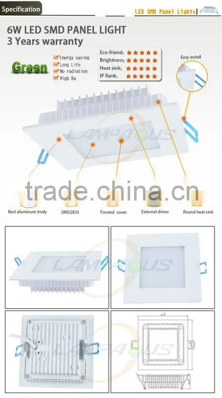 chinese imports wholesale warm white led ceiling light, 6w dimmable square led panel light 220v 3w~18w