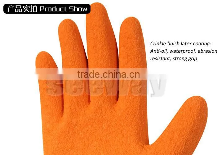 Seeway 10G Polycotton Liner Orange Latex Coated Workplace Safety Gloves Direct Buy from China