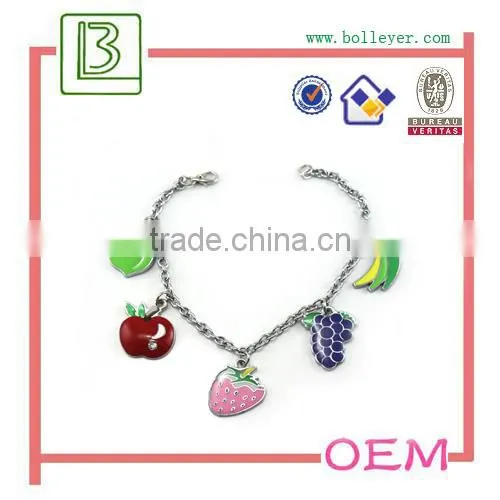 custom logo enamel promotional pendant charm link bracelet